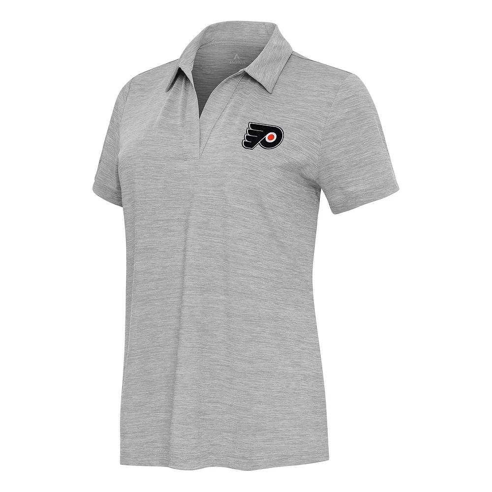 Women's Antigua Heather Philadelphia Flyers Layout V-Neck Polo