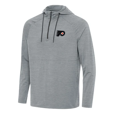 Men's Antigua Heather Gray Philadelphia Flyers Spikes Quarter-Zip Hoodie