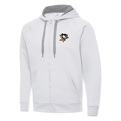 Men's Antigua White Pittsburgh Penguins Big & Tall Victory Full-Zip Hoodie