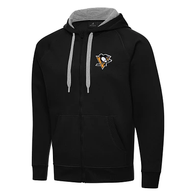 Men's Antigua Black Pittsburgh Penguins Big & Tall Victory Full-Zip Hoodie