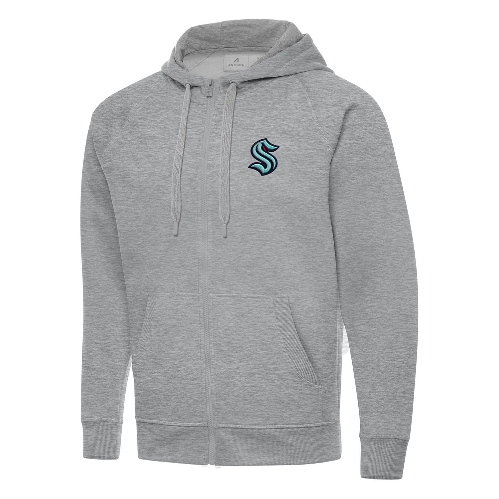 Men's Antigua Heather Gray Seattle Kraken Big & Tall Victory Full-Zip Hoodie