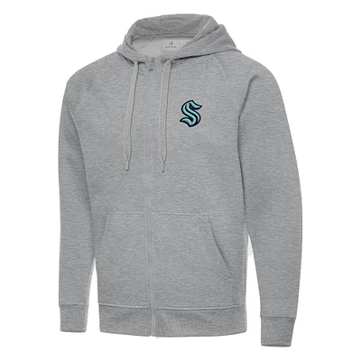 Men's Antigua Heather Gray Seattle Kraken Big & Tall Victory Full-Zip Hoodie