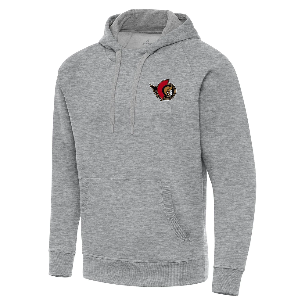 Men's Antigua Heather Gray Ottawa Senators Big & Tall Victory Pullover Hoodie