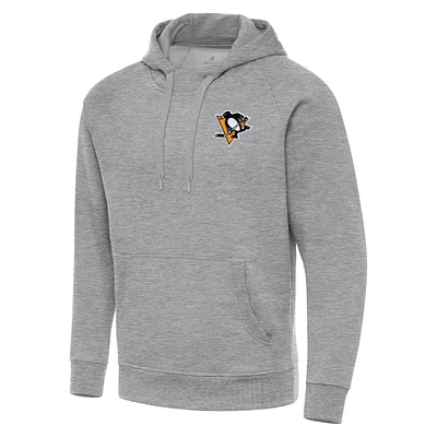 Men's Antigua Heather Gray Pittsburgh Penguins Big & Tall Victory Pullover Hoodie