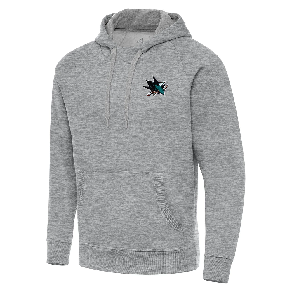 Men's Antigua Heather Gray San Jose Sharks Big & Tall Victory Pullover Hoodie