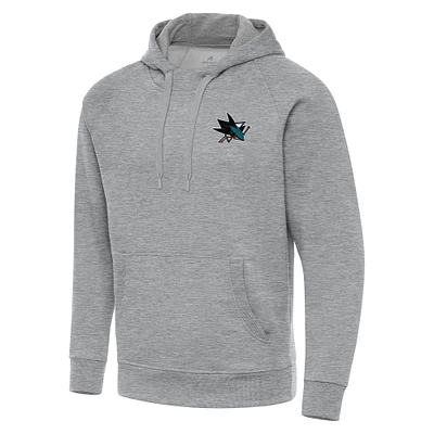 Men's Antigua Heather Gray San Jose Sharks Big & Tall Victory Pullover Hoodie