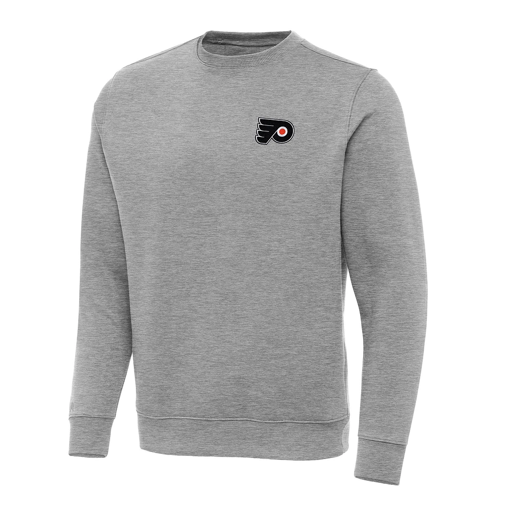 Men's Antigua Heather Gray Philadelphia Flyers Big & Tall Victory Crewneck Pullover Sweatshirt