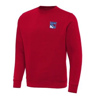 Men's Antigua Red New York Rangers Big & Tall Victory Crewneck Pullover Sweatshirt