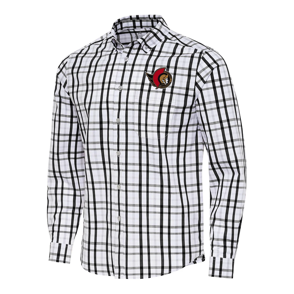 Men's Antigua /Gray Ottawa Senators Tending 2 Button-Down Long Sleeve Shirt