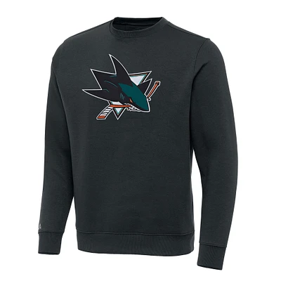 Men's Antigua Charcoal San Jose Sharks Victory Crewneck Pullover Sweatshirt