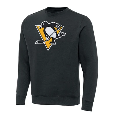 Men's Antigua Charcoal Pittsburgh Penguins Victory Crewneck Pullover Sweatshirt
