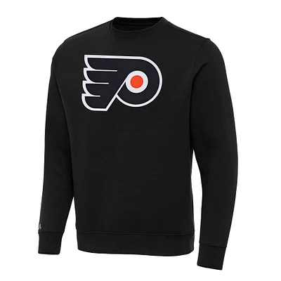 Men's Antigua Black Philadelphia Flyers Big & Tall Victory Crewneck Pullover Sweatshirt
