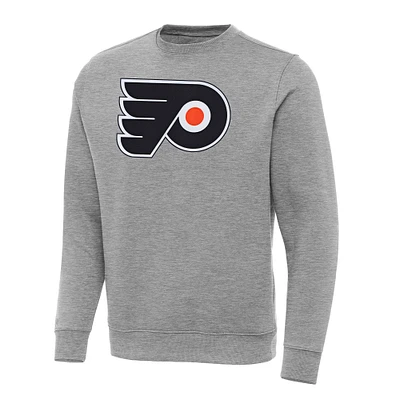 Men's Antigua Heather Gray Philadelphia Flyers Big & Tall Victory Crewneck Pullover Sweatshirt