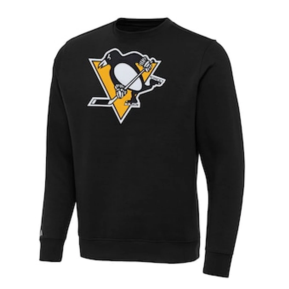 Men's Antigua Black Pittsburgh Penguins Big & Tall Victory Crewneck Pullover Sweatshirt