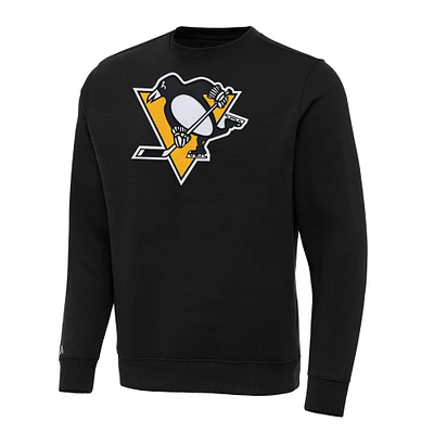 Men's Antigua Black Pittsburgh Penguins Big & Tall Victory Crewneck Pullover Sweatshirt