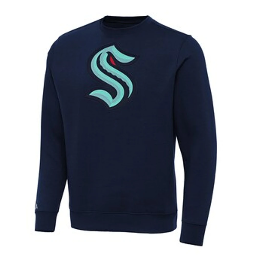 Men's Antigua Navy Seattle Kraken Big & Tall Victory Crewneck Pullover Sweatshirt