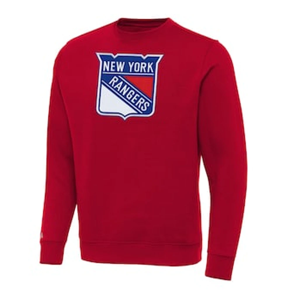 Men's Antigua Red New York Rangers Big & Tall Victory Crewneck Pullover Sweatshirt