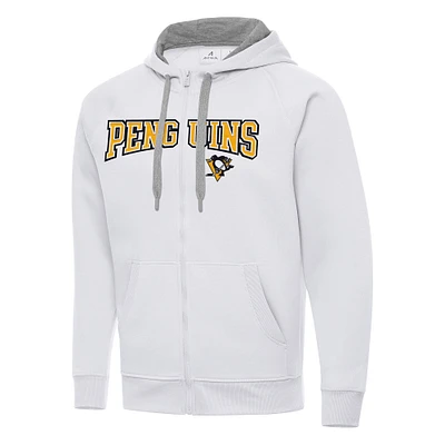 Men's Antigua White Pittsburgh Penguins Big & Tall Victory Full-Zip Hoodie