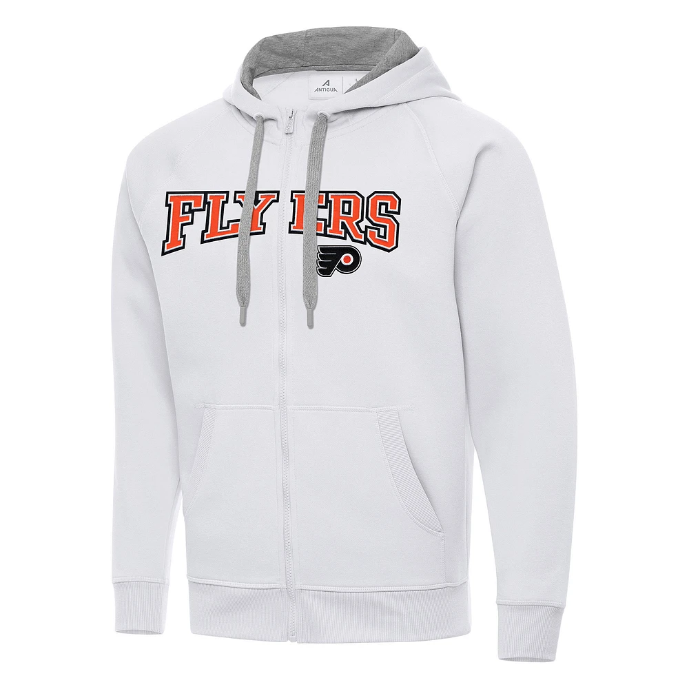 Men's Antigua White Philadelphia Flyers Big & Tall Victory Full-Zip Hoodie