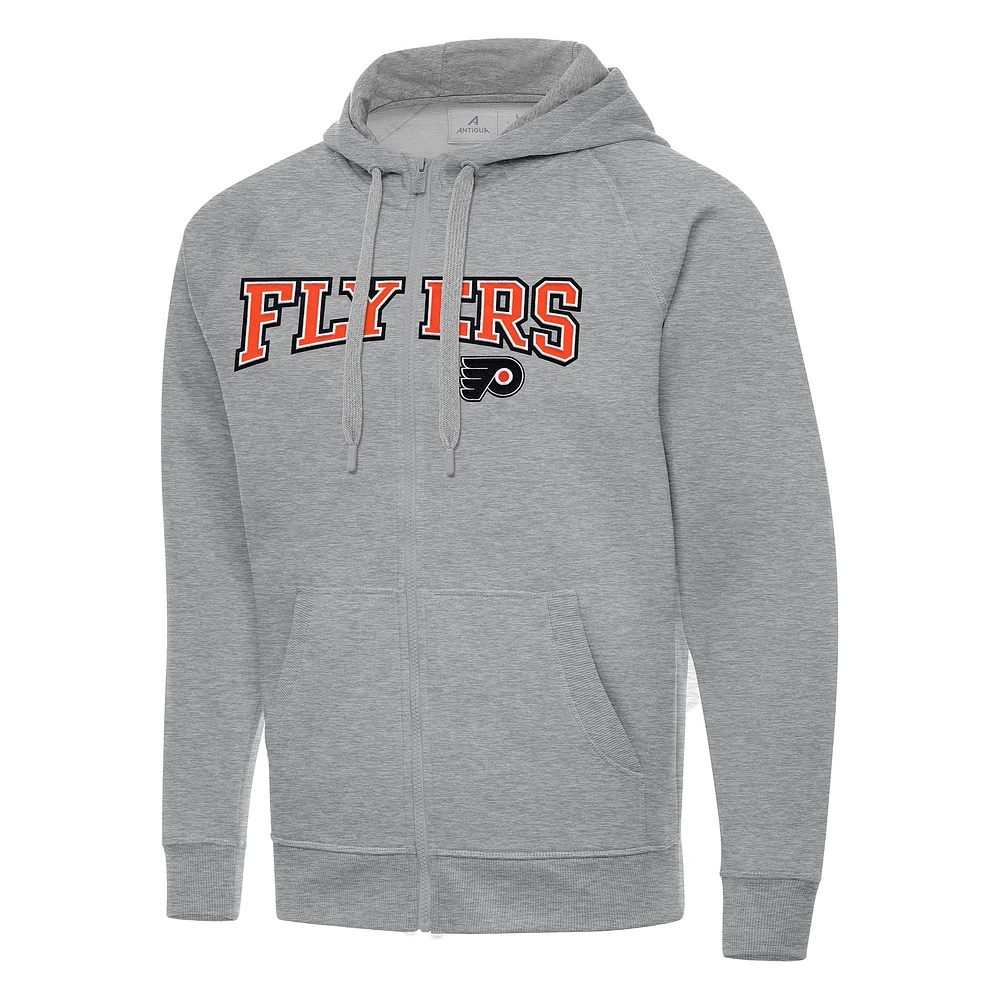 Men's Antigua Heather Gray Philadelphia Flyers Big & Tall Victory Full-Zip Hoodie