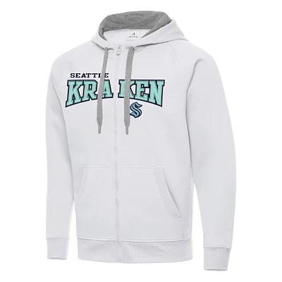 Men's Antigua White Seattle Kraken Big & Tall Victory Full-Zip Hoodie