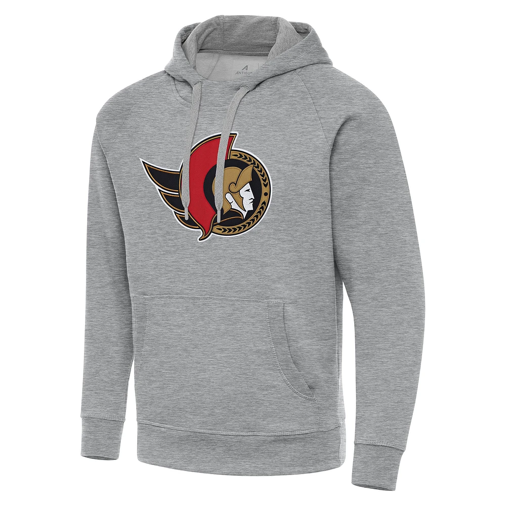 Men's Antigua Heather Gray Ottawa Senators Big & Tall Victory Pullover Hoodie