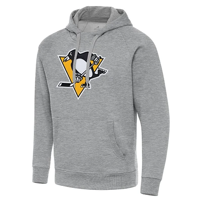 Men's Antigua Heather Gray Pittsburgh Penguins Big & Tall Victory Pullover Hoodie