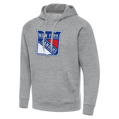 Men's Antigua Heather Gray New York Rangers Big & Tall Victory Pullover Hoodie