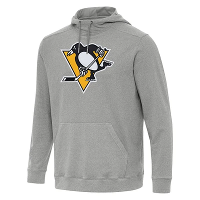 Men's Antigua Heather Gray Pittsburgh Penguins Cloud Pullover Hoodie