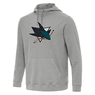 Men's Antigua Heather Gray San Jose Sharks Cloud Pullover Hoodie