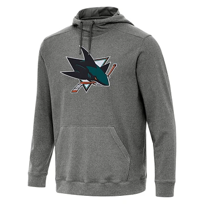 Men's Antigua Heather Black San Jose Sharks Cloud Pullover Hoodie