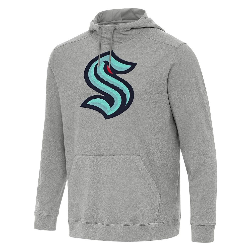 Men's Antigua Heather Gray Seattle Kraken Cloud Pullover Hoodie