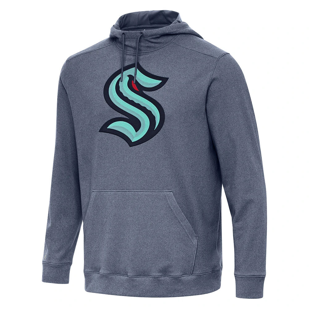 Men's Antigua Heather Navy Seattle Kraken Cloud Pullover Hoodie