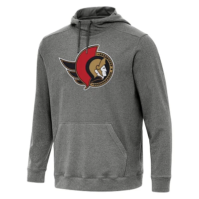 Men's Antigua Heather Black Ottawa Senators Cloud Pullover Hoodie