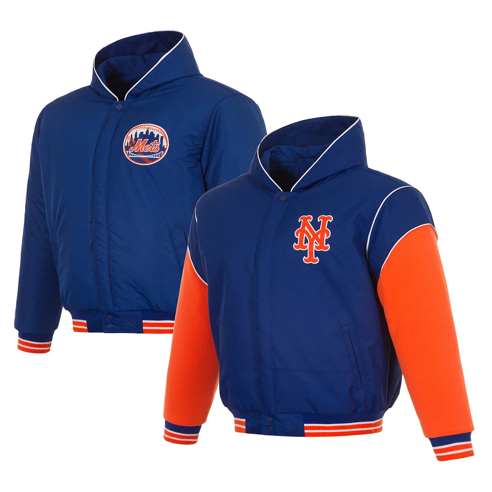 Youth JH Design Royal New York Mets Reversible Fleece Full-Zip Hoodie Jacket