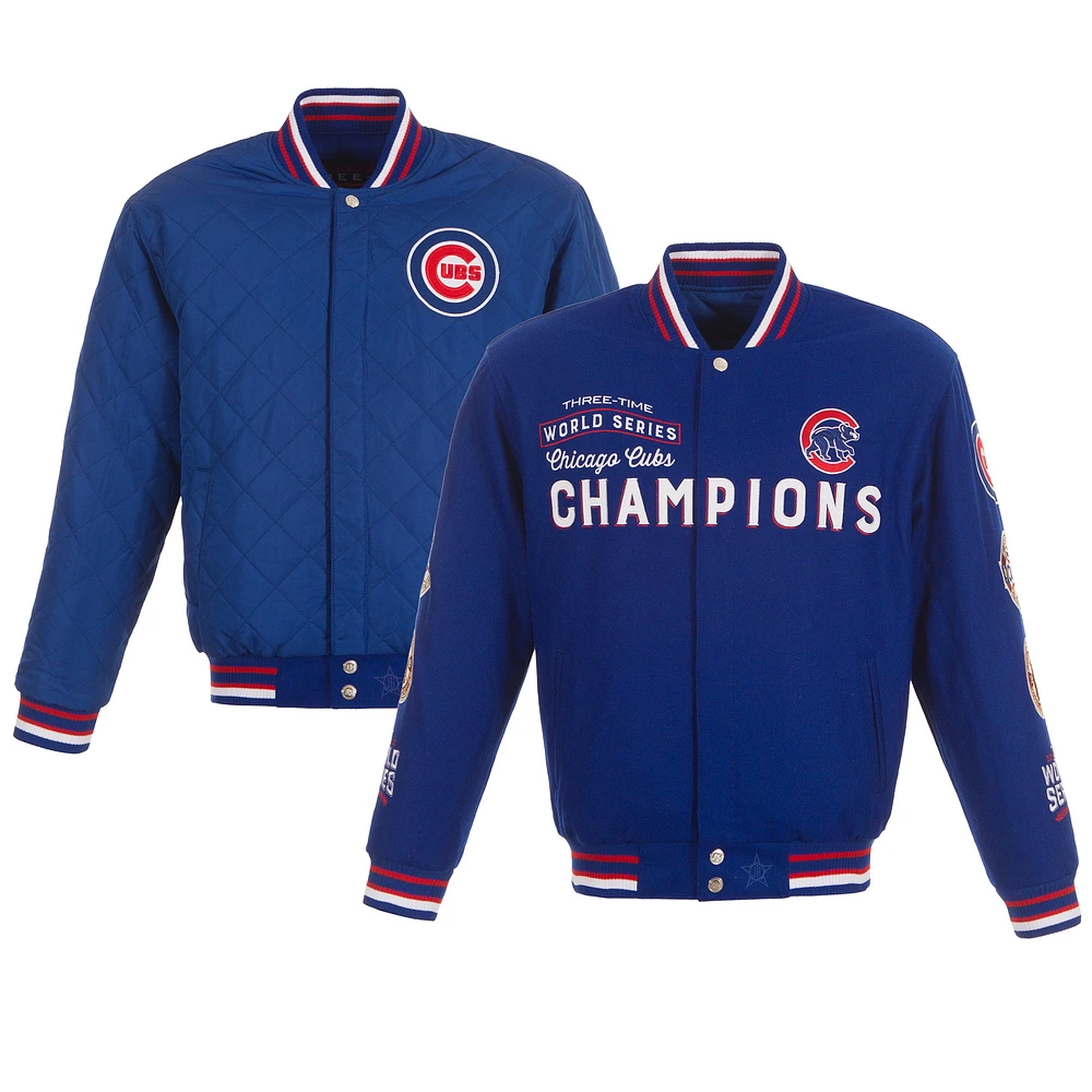 Men's JH Design Royal Chicago Cubs Reversible All Wool Full-Zip Jacket