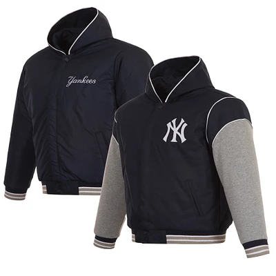 Toddler JH Design Navy New York Yankees Reversible Fleece Full-Zip Hoodie Jacket
