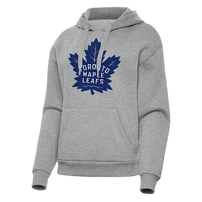 Women's Antigua Heather Gray Toronto Maple Leafs Victory Pullover Hoodie