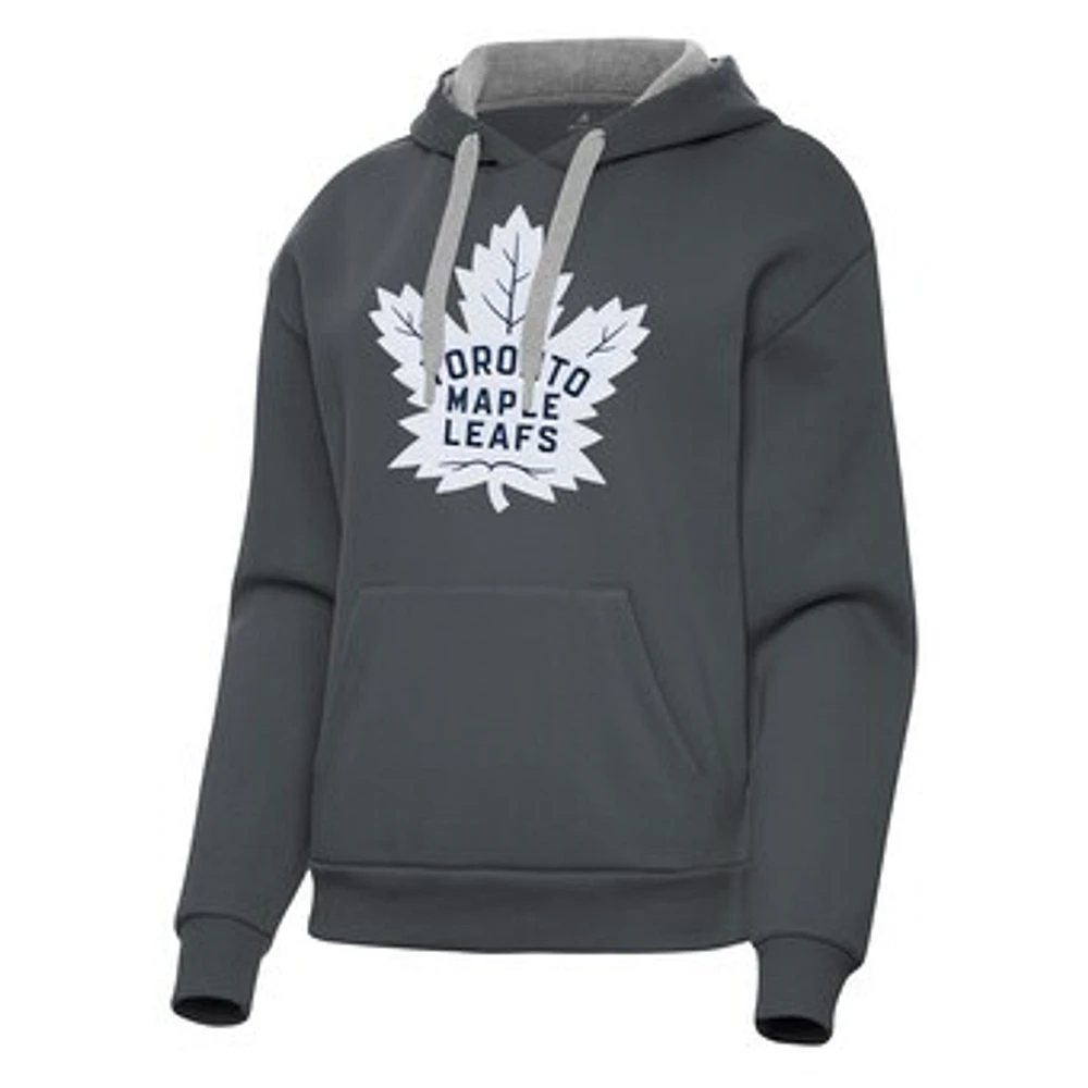 Women's Antigua Charcoal Toronto Maple Leafs Victory Pullover Hoodie