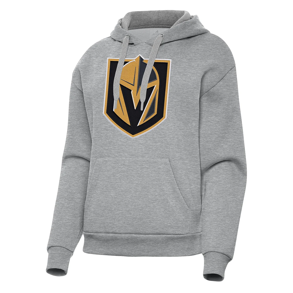 Women's Antigua Heather Gray Vegas Golden Knights Victory Pullover Hoodie