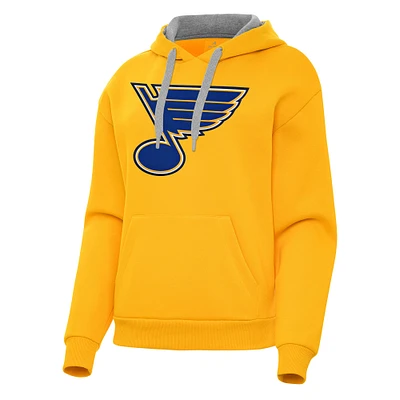 Women's Antigua Gold St. Louis Blues Victory Pullover Hoodie