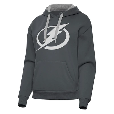 Women's Antigua Charcoal Tampa Bay Lightning Victory Pullover Hoodie