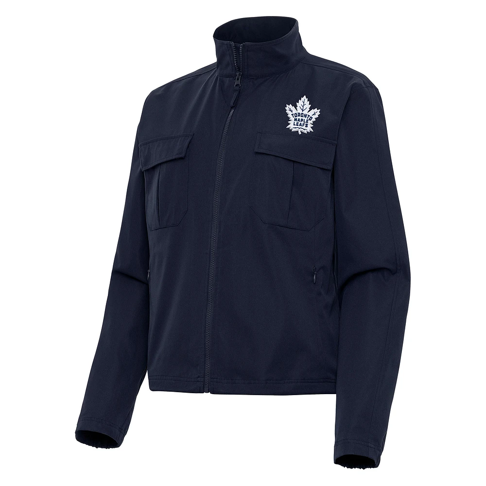 Women's Antigua Navy Toronto Maple Leafs Even Par Full-Zip Jacket