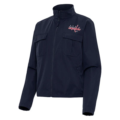 Women's Antigua Navy Washington Capitals Even Par Full-Zip Jacket