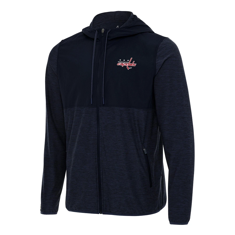 Men's Antigua Navy Washington Capitals Sway Full-Zip Hoodie Jacket