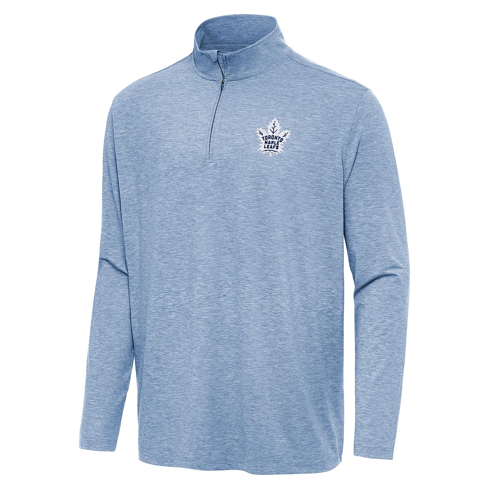 Men's Antigua Heather Blue Toronto Maple Leafs Hunk Quarter-Zip Top