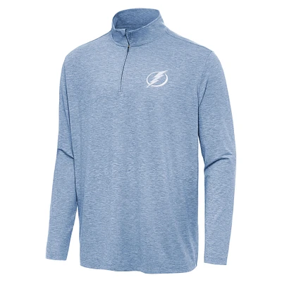 Men's Antigua Heather Blue Tampa Bay Lightning Hunk Quarter-Zip Top