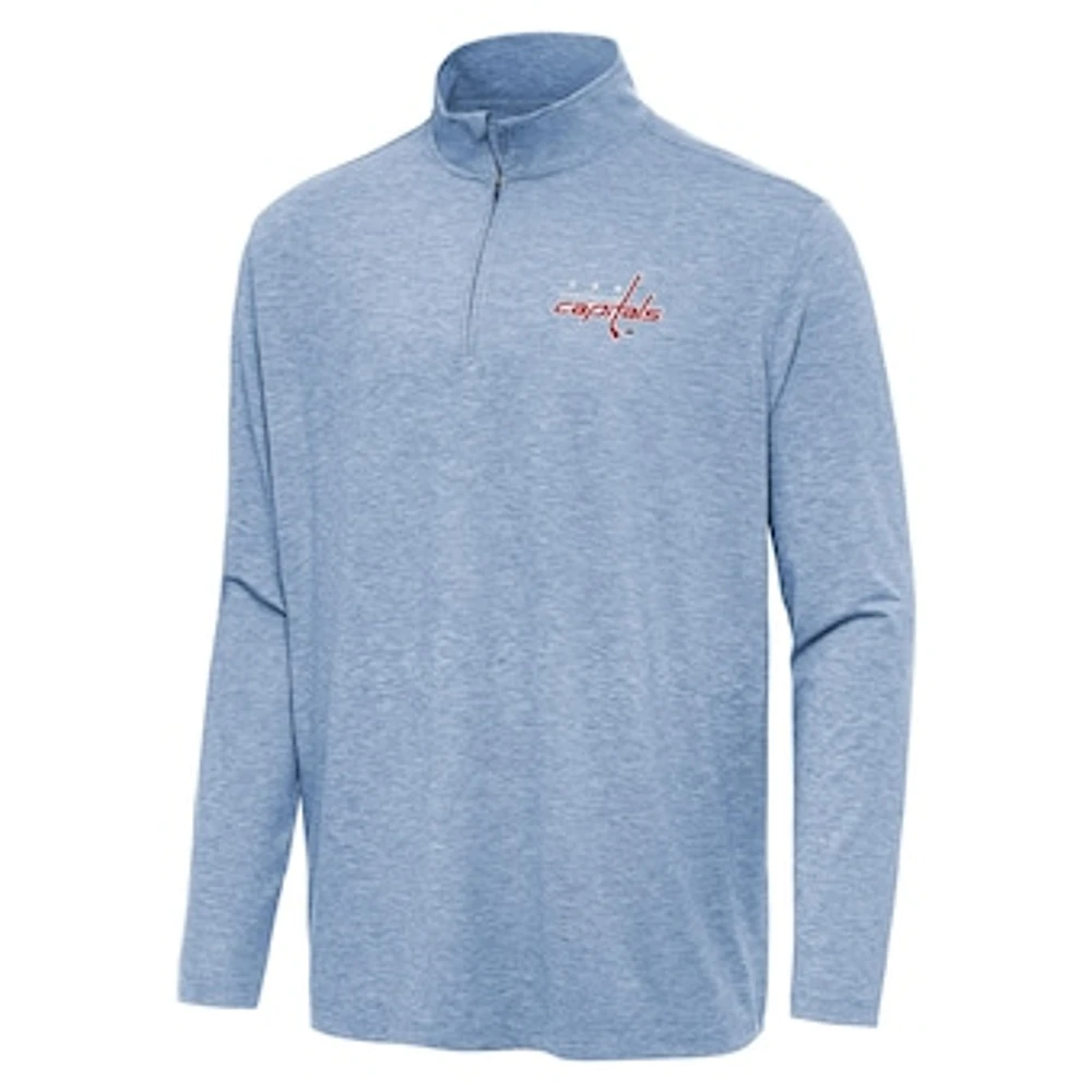 Men's Antigua Heather Aqua Washington Capitals Hunk Quarter-Zip Top