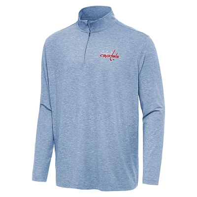 Men's Antigua Heather Aqua Washington Capitals Hunk Quarter-Zip Top