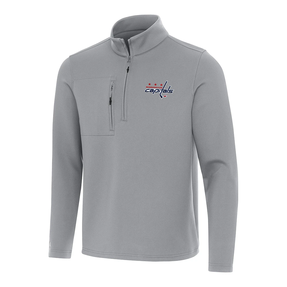 Men's Antigua Gray Washington Capitals Insider Quarter-Zip Top